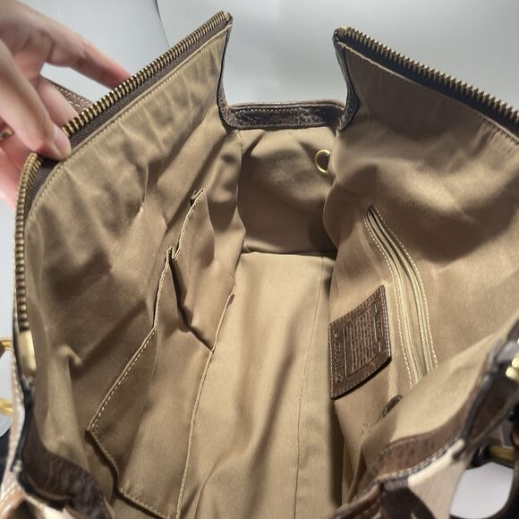 Vintage Y2K Coach Limited Edition Mandy Legacy Brown & Cream Turn Knob Tag - Picture 13 of 15